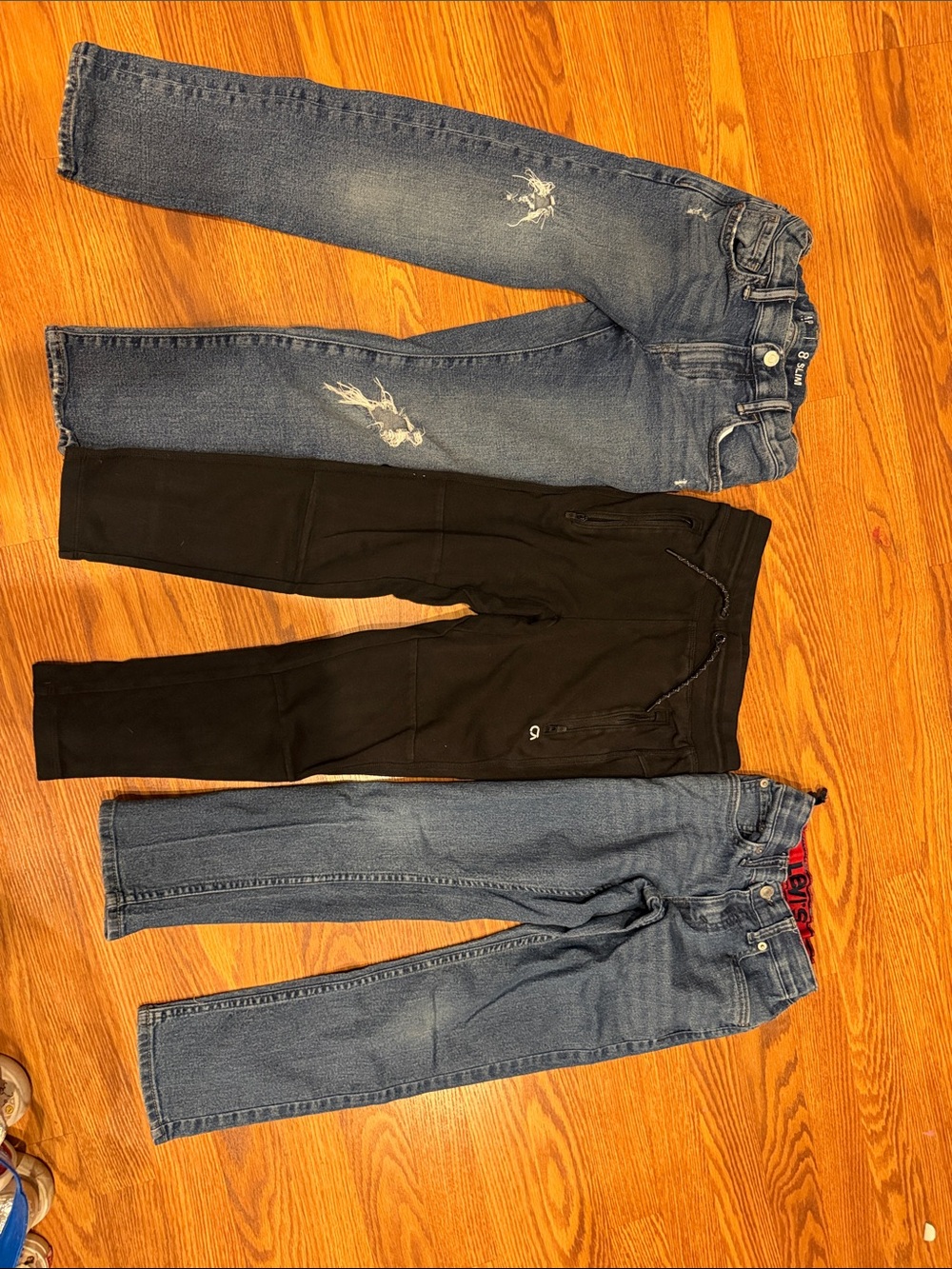 GAP Kids Denim & Black Pants Trio - Blue and Black